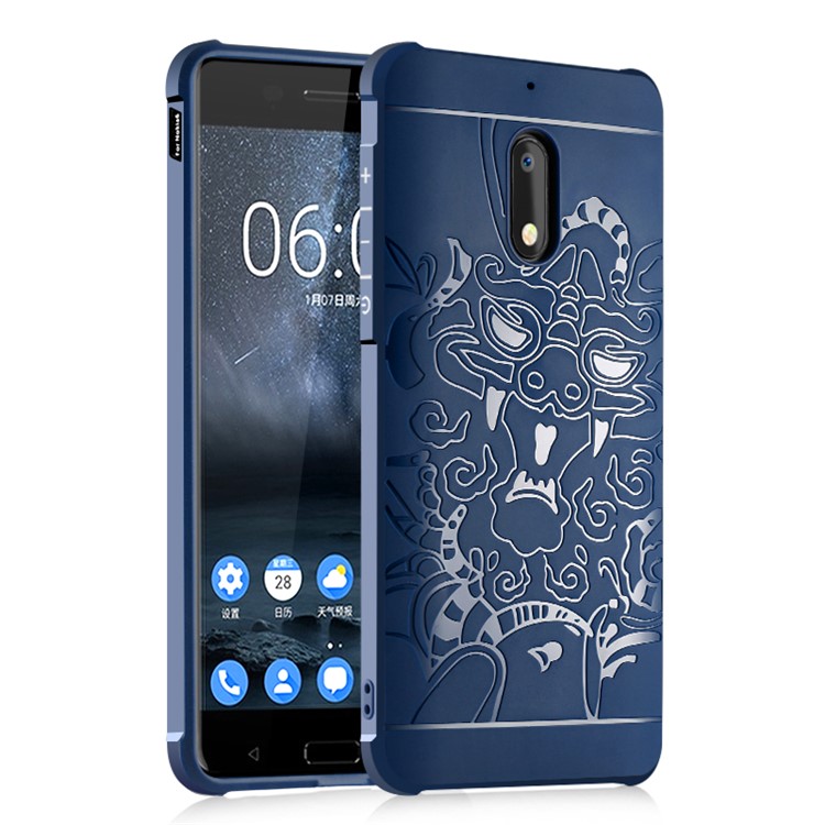All-wrapped Drop-proof TPU Protective Phone Cover for Nokia 6 - Dragon / Blue-1