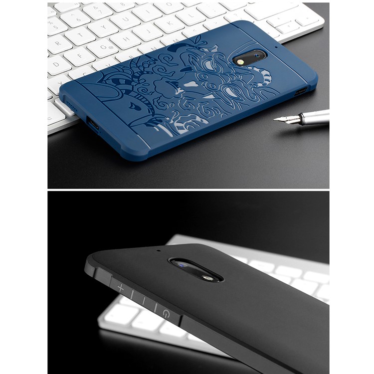 All-wrapped Drop-proof TPU Protective Phone Cover for Nokia 6 - Dragon / Blue-2