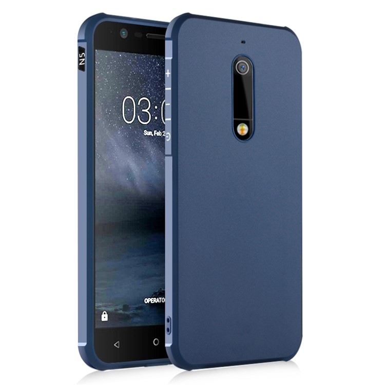 All-wrapped Drop-proof TPU Cell Phone Casing for Nokia 5 - Blue-1