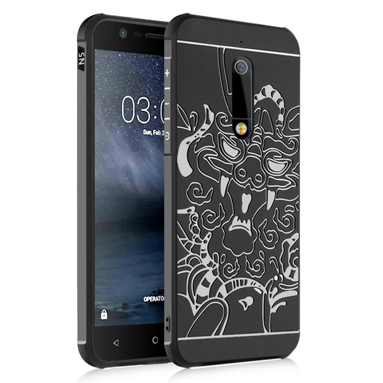 All-wrapped Drop-proof TPU Phone Case Accessory for Nokia 5 - Dragon / Black-1