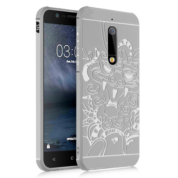 All-wrapped Drop-proof TPU Phone Protective Case for Nokia 5 - Dragon / White-1