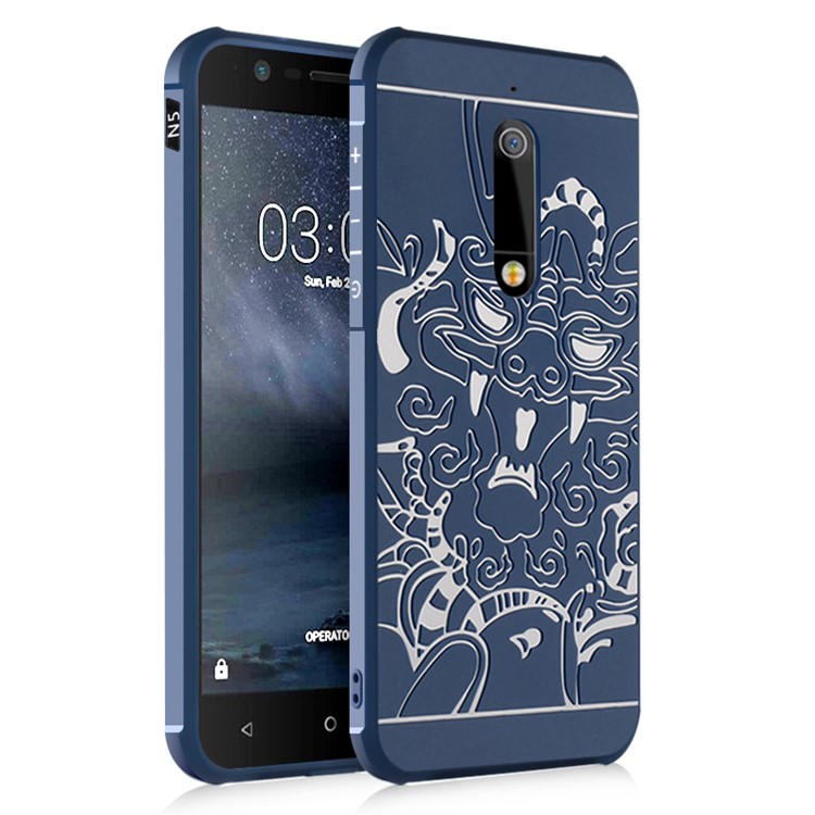 All-wrapped Drop-proof TPU Mobile Phone Shell for Nokia 5 - Dragon / Blue-1