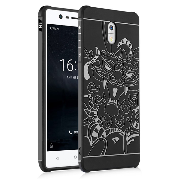 All-wrapped Drop-proof TPU Mobile Phone Shell for Nokia 3 - Dragon / Black-1