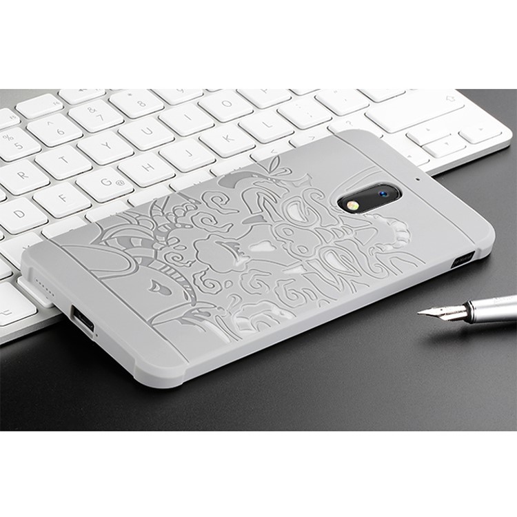 All-wrapped Drop-proof TPU Mobile Phone Casing Cover for Nokia 3 - Dragon / White-2