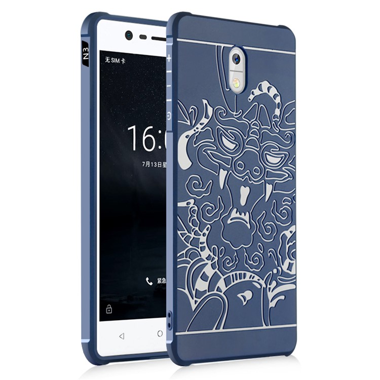 All-wrapped Drop-proof TPU Mobile Phone Accessory Case for Nokia 3 - Dragon / Blue-1