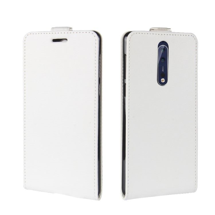 For Nokia 8 Crazy Horse Skin Leather Vertical Flip Phone Case - White-4