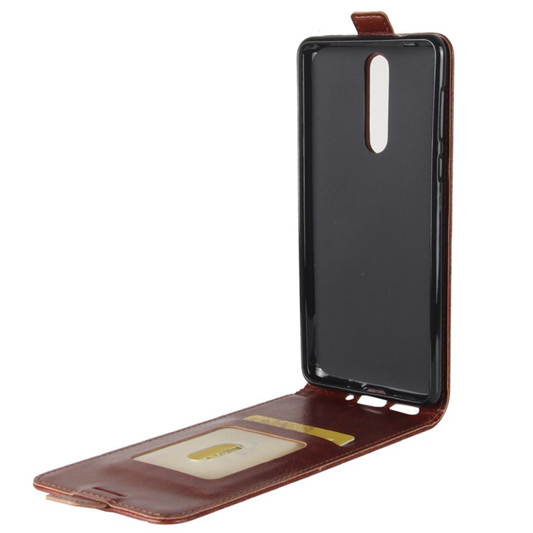 Crazy Horse Skin Leather Vertical Flip Phone Cover for Nokia 8 - Brown-10