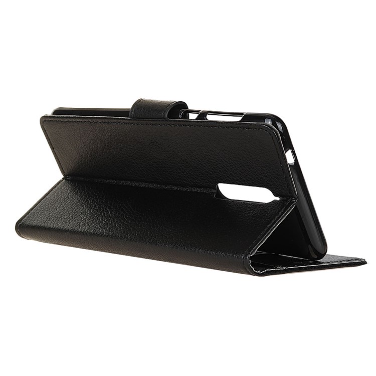 For Nokia 8 Litchi Texture Card Holder PU Leather Mobile Casing - Black-7