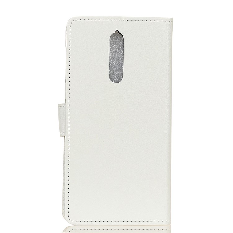 For Nokia 8 Litchi Texture Card Holder PU Leather Mobile Case - White-3