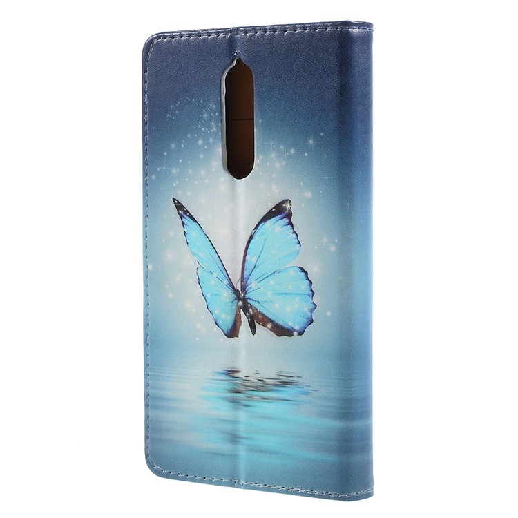 Pattern Printing PU Leather Stand Wallet Phone Case for Nokia 8 - Blue Butterfly-2