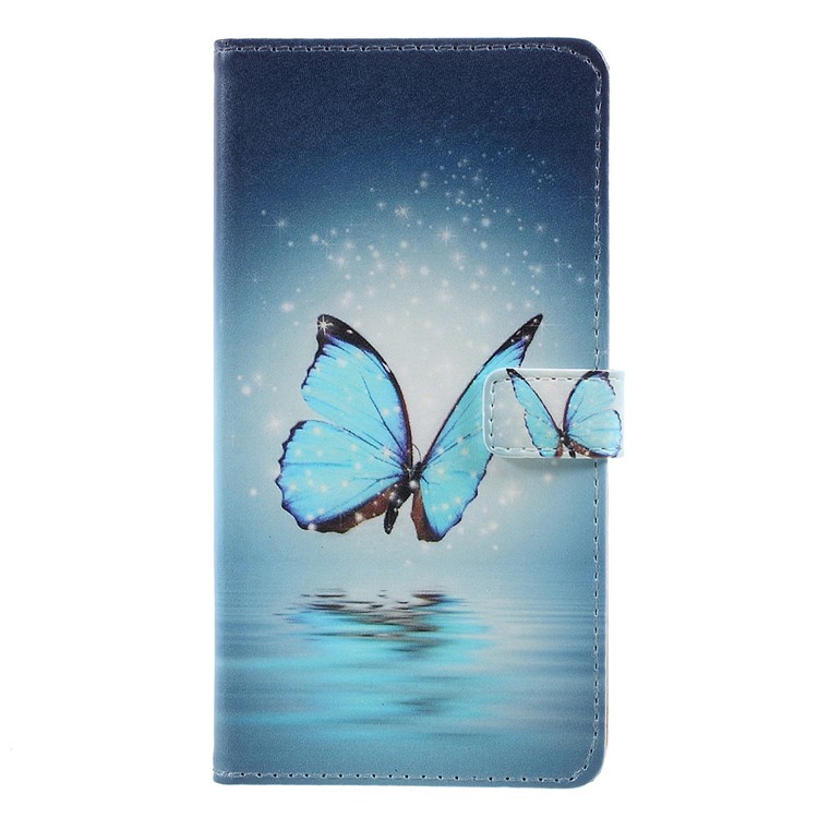 Pattern Printing PU Leather Stand Wallet Phone Case for Nokia 8 - Blue Butterfly-3