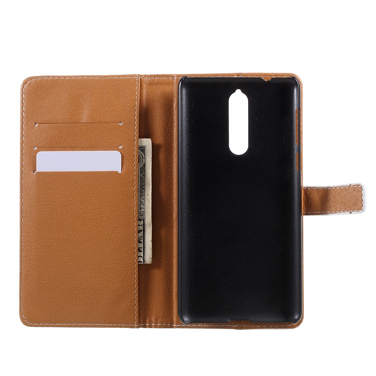 Pattern Printing PU Leather Stand Wallet Phone Case for Nokia 8 - Blue Butterfly-6