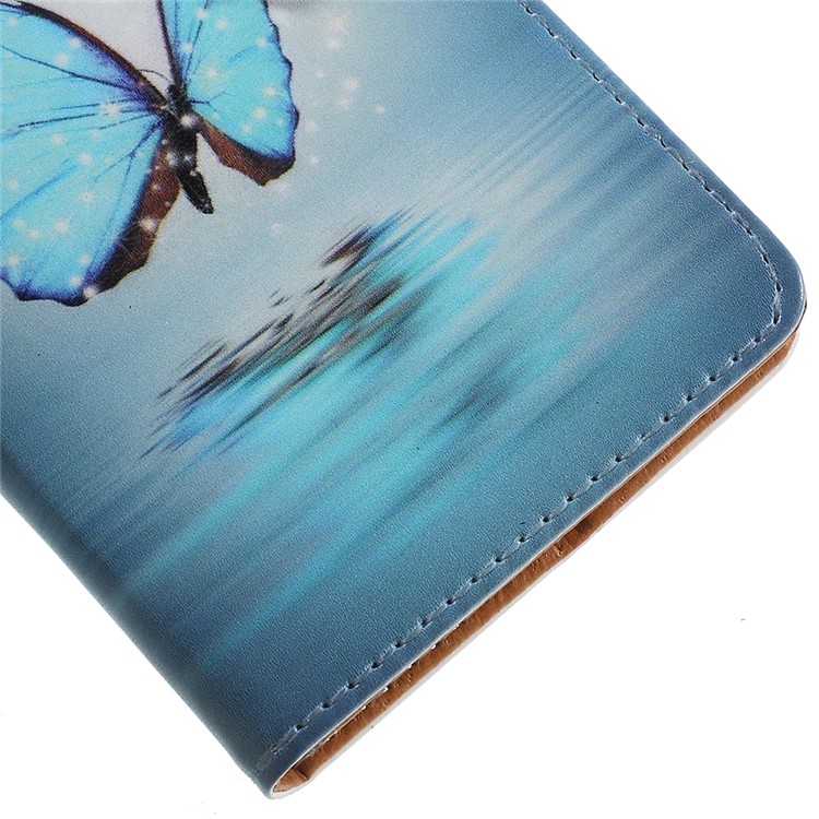 Pattern Printing PU Leather Stand Wallet Phone Case for Nokia 8 - Blue Butterfly-7