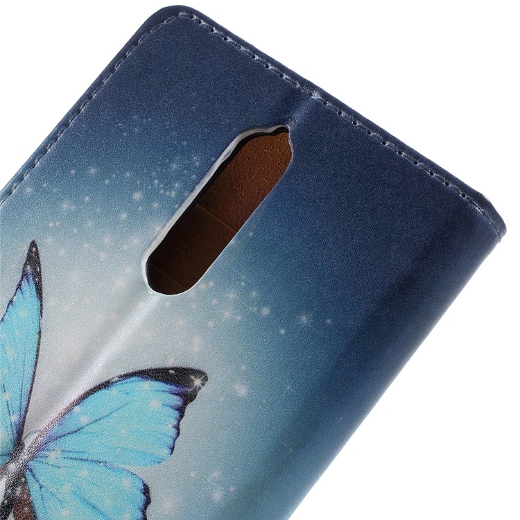Pattern Printing PU Leather Stand Wallet Phone Case for Nokia 8 - Blue Butterfly-8