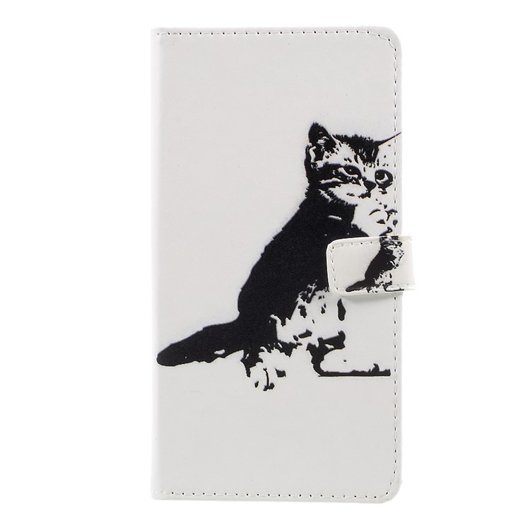 Pattern Printing Stand Leather Wallet Shell for Nokia 8 - Black and White-1