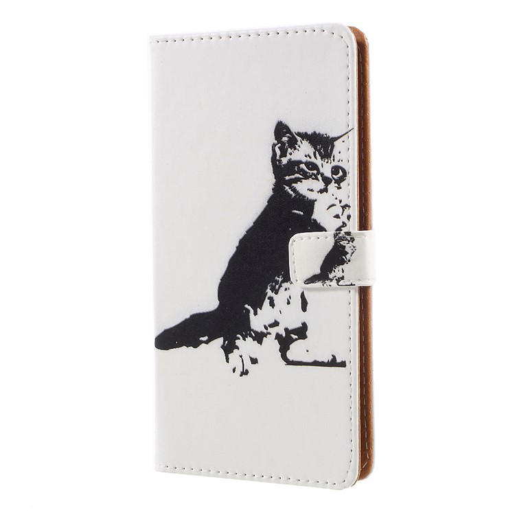 Pattern Printing Stand Leather Wallet Shell for Nokia 8 - Black and White-2