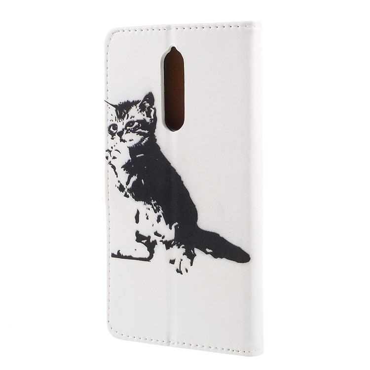 Pattern Printing Stand Leather Wallet Shell for Nokia 8 - Black and White-3