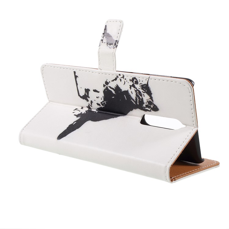 Pattern Printing Stand Leather Wallet Shell for Nokia 8 - Black and White-5