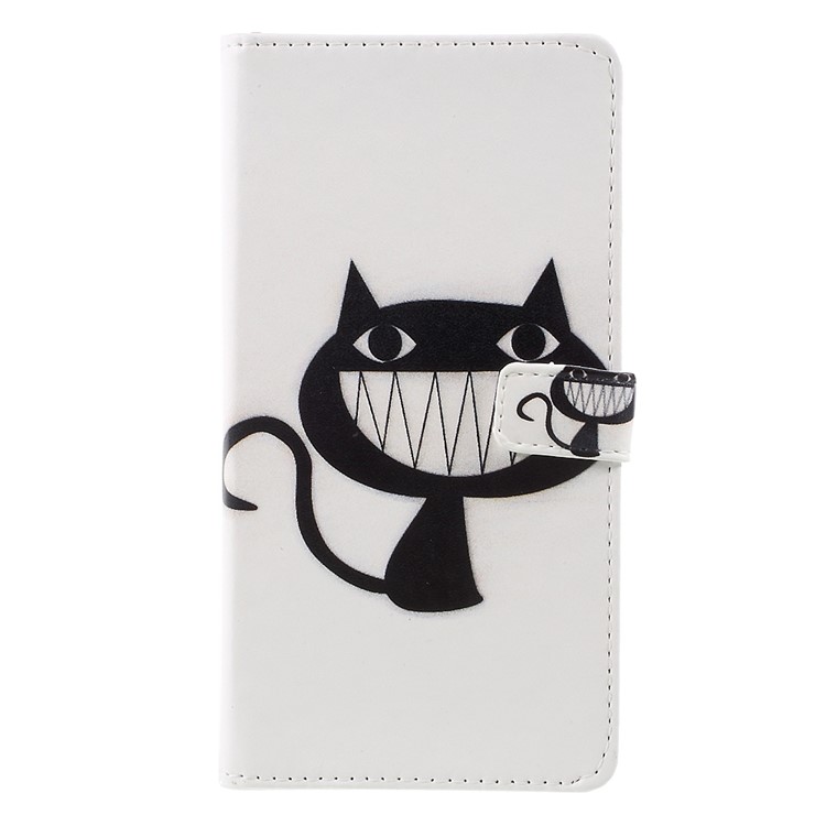 Pattern Printing PU Leather Protection Mobile Phone Case with Stand for Nokia 8 - Grinning Cat-1