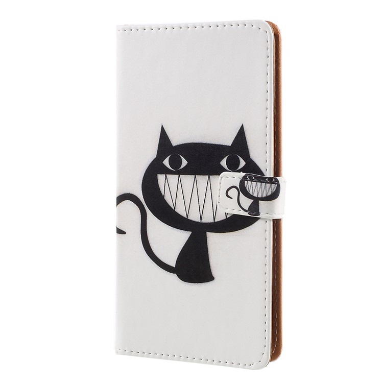 Pattern Printing PU Leather Protection Mobile Phone Case with Stand for Nokia 8 - Grinning Cat-2