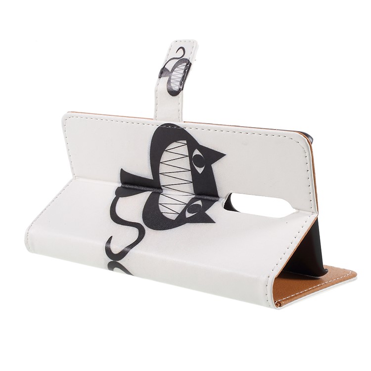 Pattern Printing PU Leather Protection Mobile Phone Case with Stand for Nokia 8 - Grinning Cat-5