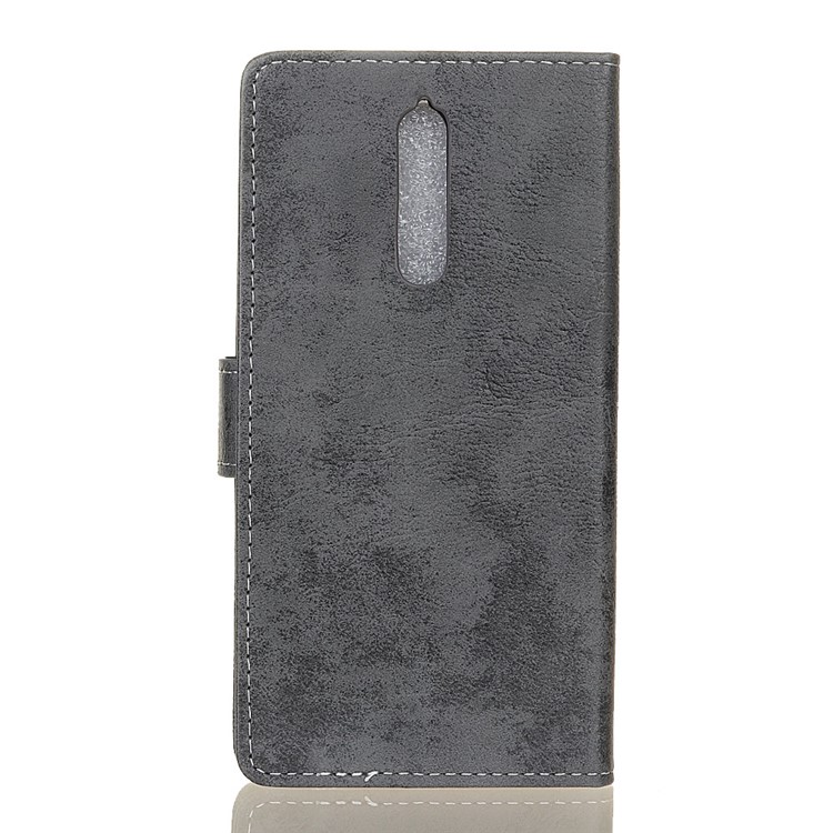 For Nokia 8 Vintage Style Wallet Leather Mobile Phone Cover - Grey-2