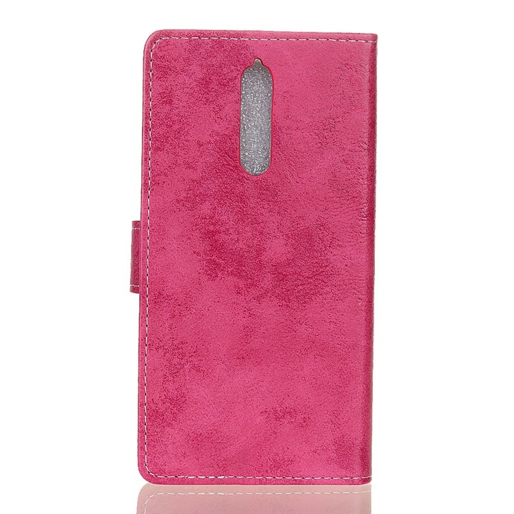 Vintage Style Wallet Leather Mobile Phone Shell for Nokia 8 - Rose-2