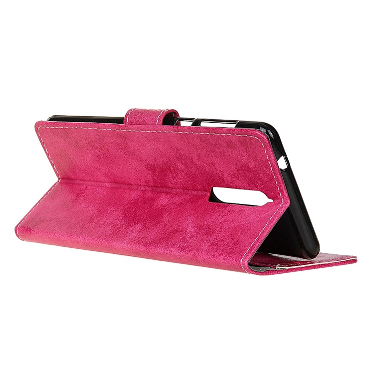 Vintage Style Wallet Leather Mobile Phone Shell for Nokia 8 - Rose-5