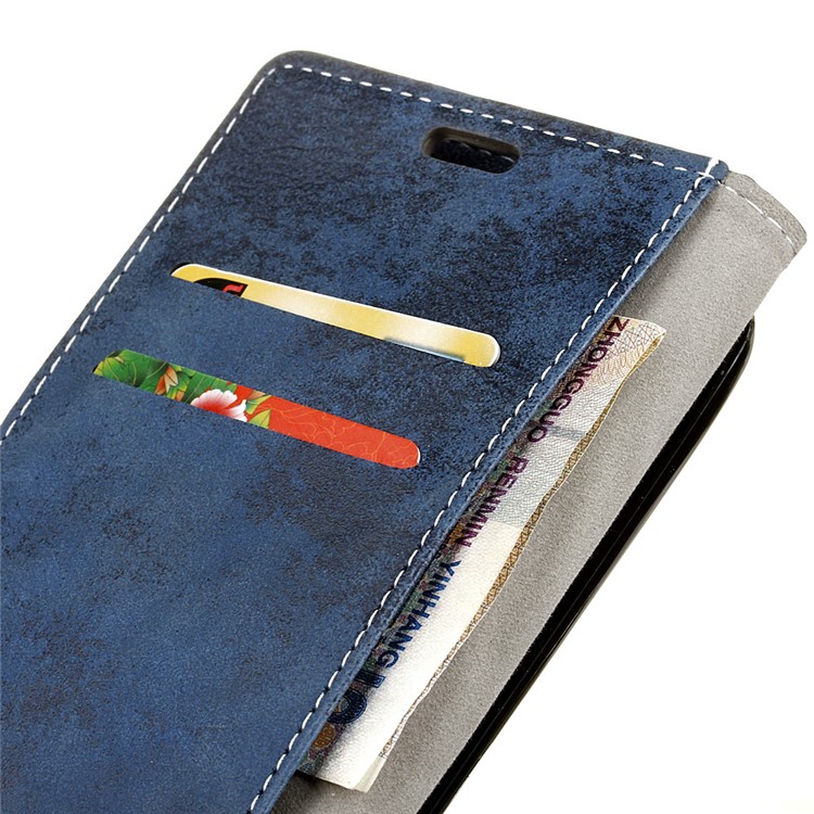 Vintage Style Wallet Leather Mobile Phone Casing for Nokia 8 - Blue-3