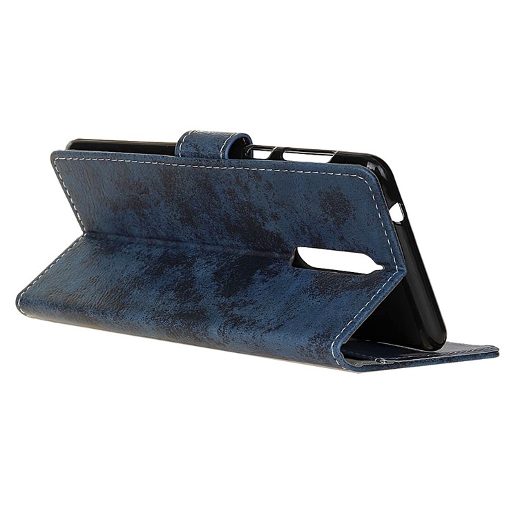Vintage Style Wallet Leather Mobile Phone Casing for Nokia 8 - Blue-5