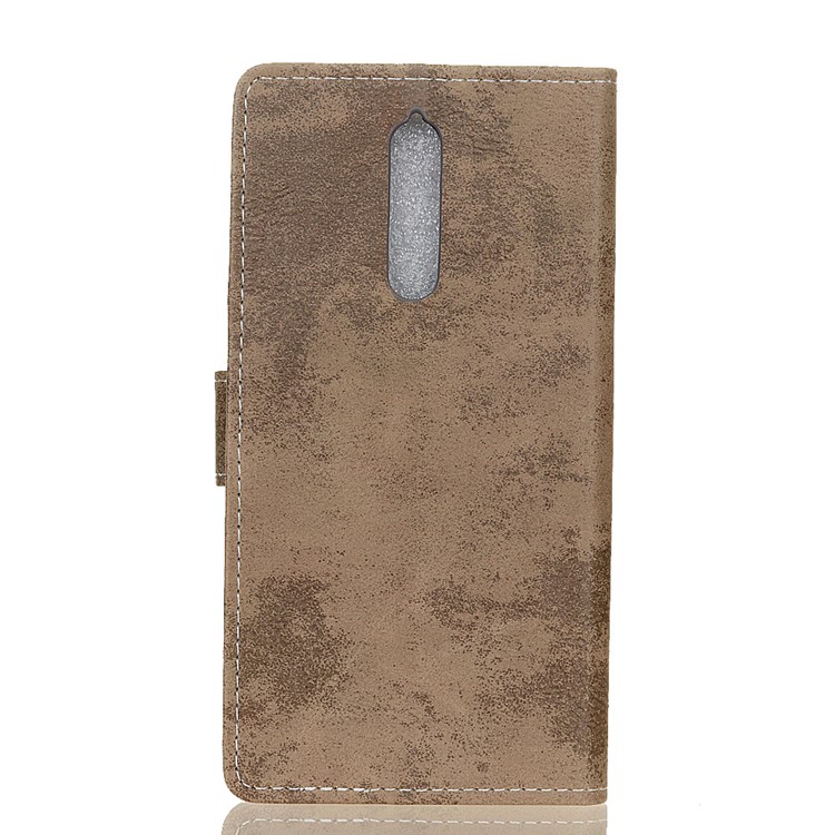 Vintage Style Wallet Leather Mobile Phone Case for Nokia 8 - Khaki-2