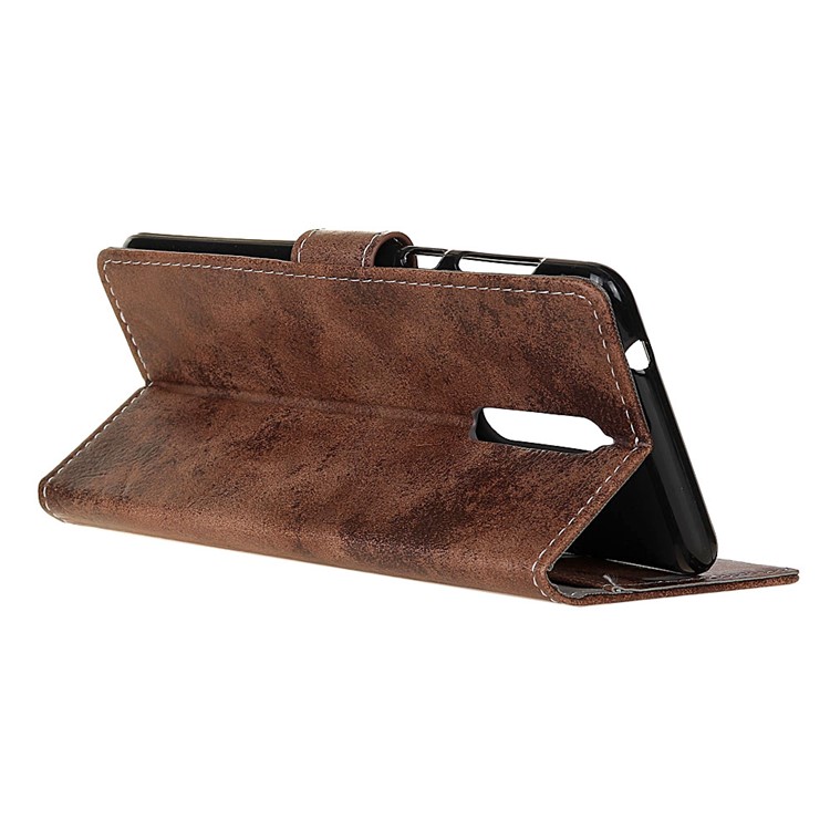 For Nokia 8 Vintage Style Wallet Leather Mobile Phone Cover - Brown-5