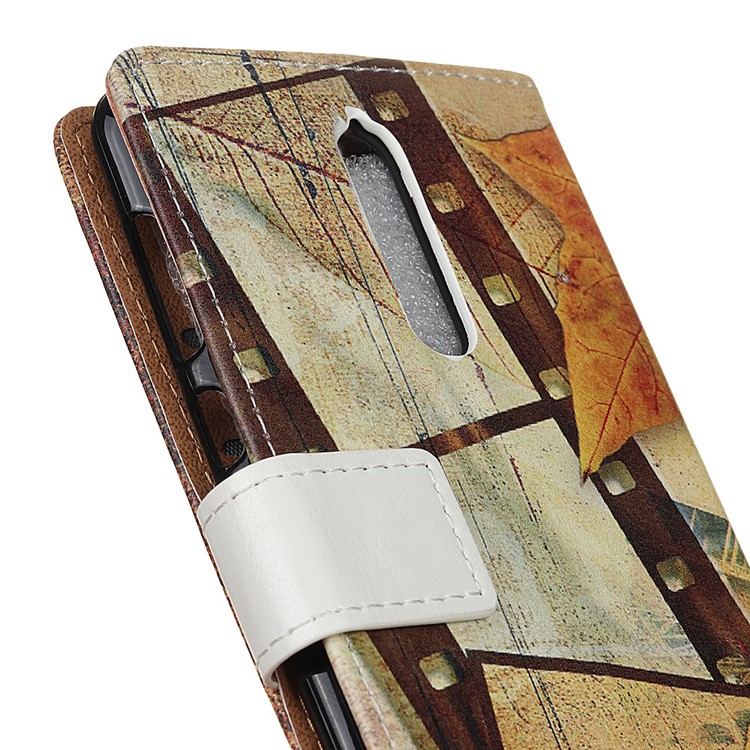 Pattern Printing Leather Wallet Stand Case for Nokia 8 - Eiffel Tower and Maple Leaves-3