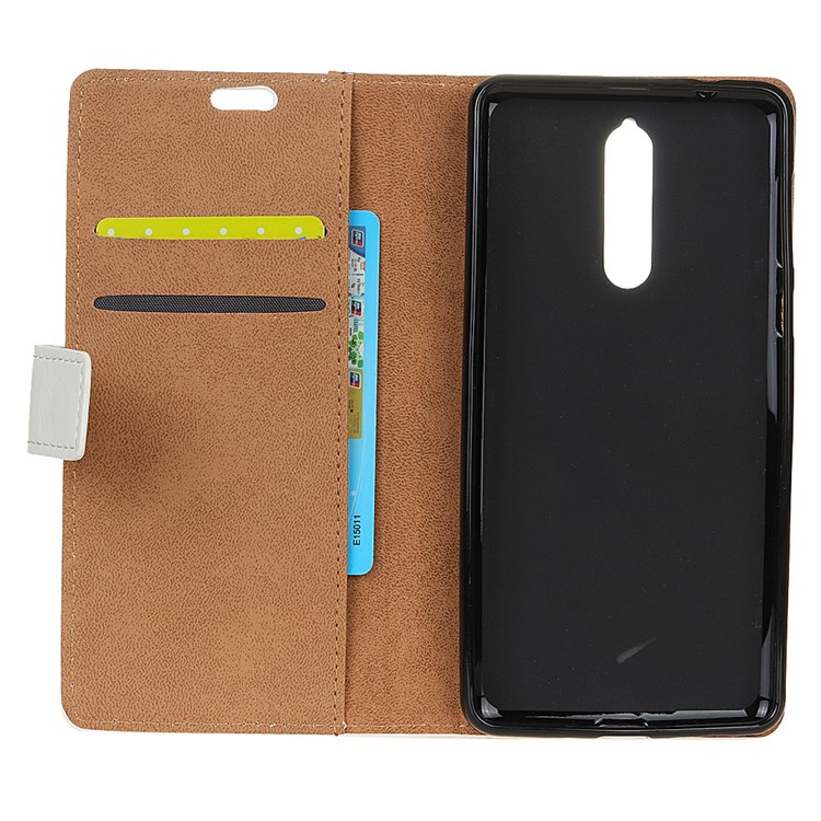 Pattern Printing Leather Card Holder Stand Case Cover for Nokia 8 - Two Owls on the Branch-7