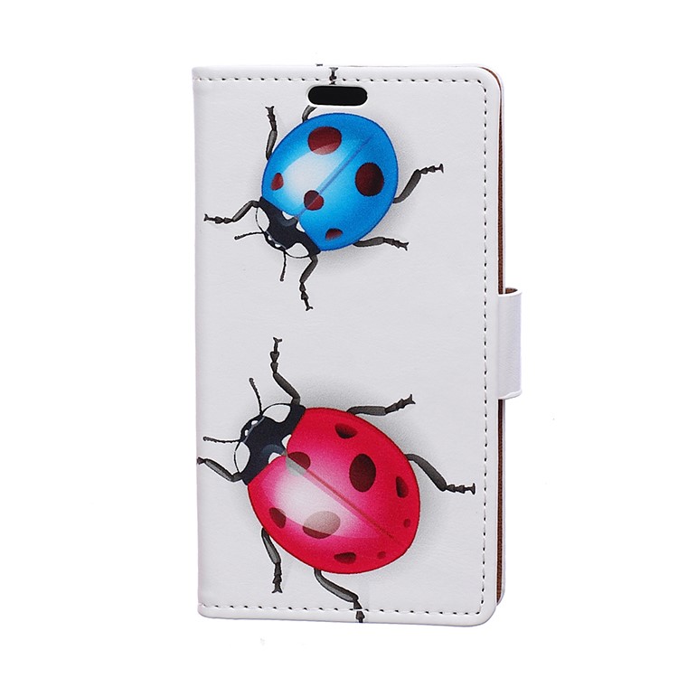Pattern Printing PU Leather Wallet Cover Case for Nokia 8 - Colorful Ladybirds-1