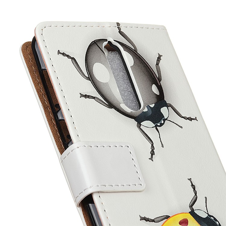 Pattern Printing PU Leather Wallet Cover Case for Nokia 8 - Colorful Ladybirds-3