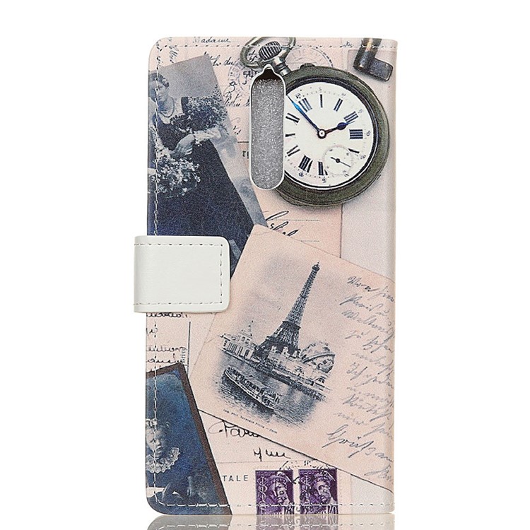 Pattern Printing Leather Wallet Cell Phone Case Accessory for Nokia 8 - Eiffel Tower and Quill-pen-2