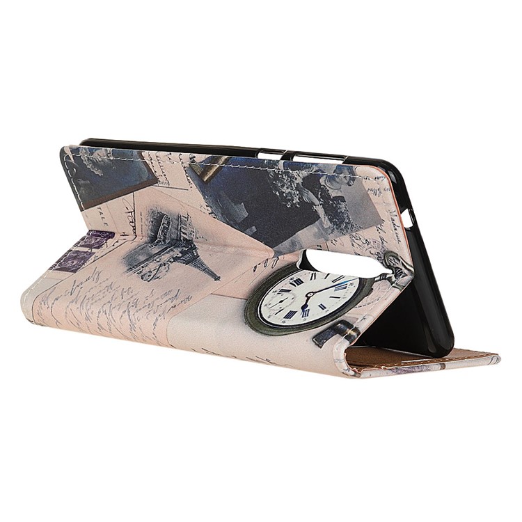 Pattern Printing Leather Wallet Cell Phone Case Accessory for Nokia 8 - Eiffel Tower and Quill-pen-4