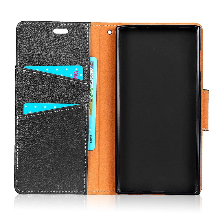 Litchi Texture Genuine Leather Magnetic Wallet Stand Phone Cover for Nokia 8 - Black-4