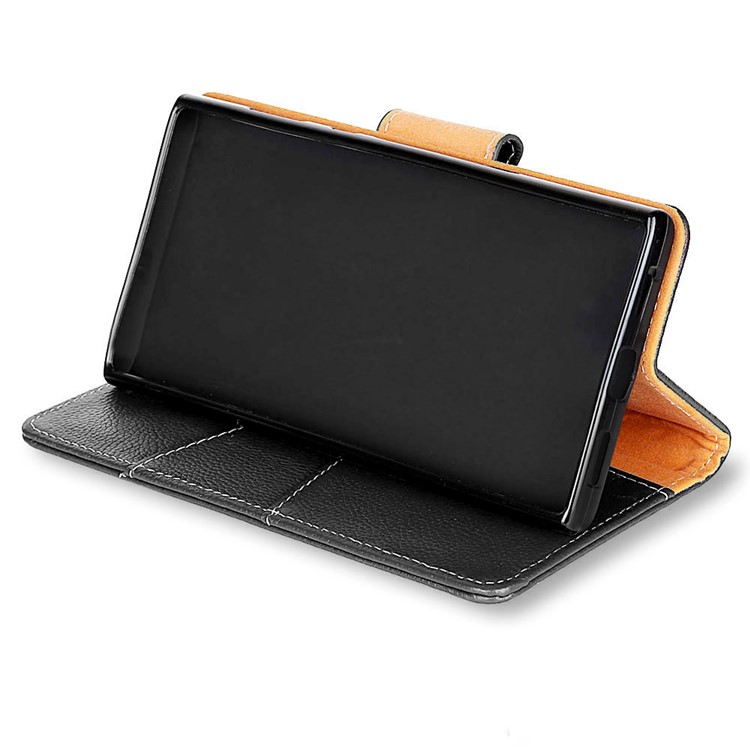 Litchi Texture Genuine Leather Magnetic Wallet Stand Phone Cover for Nokia 8 - Black-5