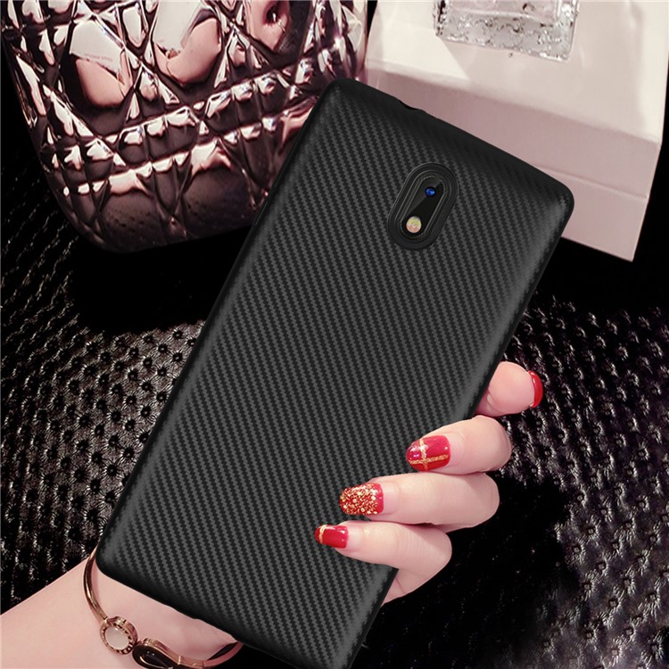 Carbon Fiber Soft TPU Cell Phone Case for Nokia 3 - Black-2