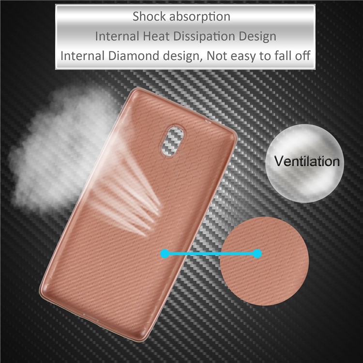Carbon Fiber Soft TPU Cell Phone Shell for Nokia 3 - Rose Gold-3