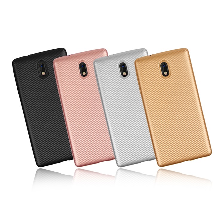 Carbon Fiber Soft TPU Cell Phone Shell for Nokia 3 - Rose Gold-5