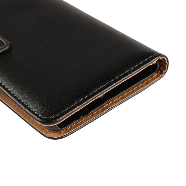 Genuine Leather Wallet Stand Cover for Nokia 8 - Black-11