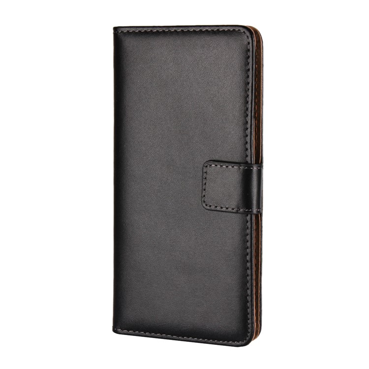 Genuine Leather Wallet Stand Cover for Nokia 8 - Black-2