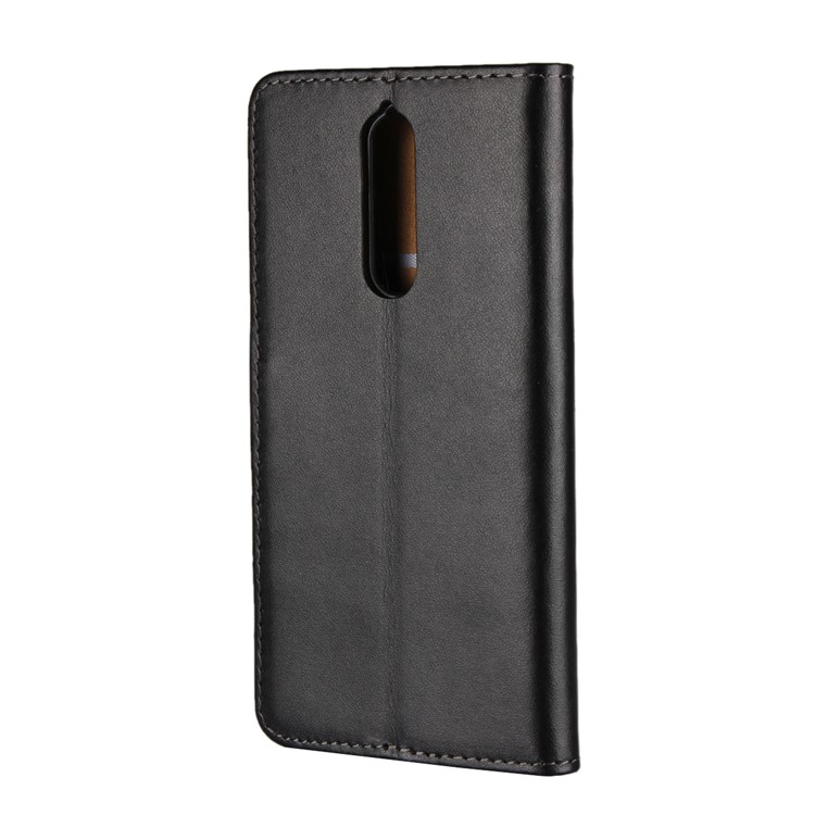 Genuine Leather Wallet Stand Cover for Nokia 8 - Black-3