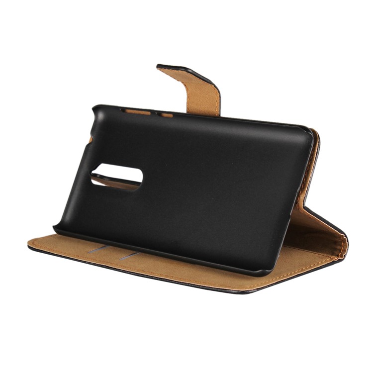 Genuine Leather Wallet Stand Cover for Nokia 8 - Black-5