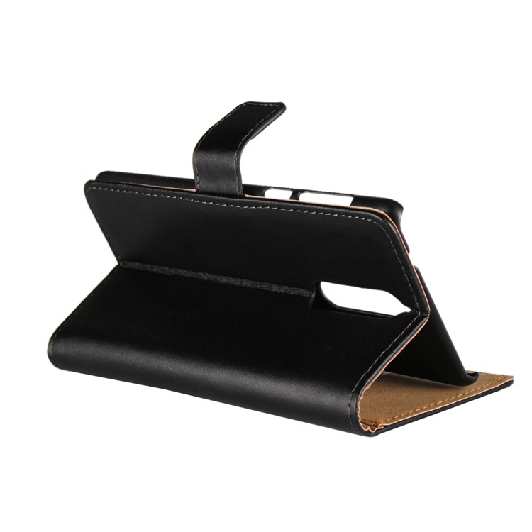 Genuine Leather Wallet Stand Cover for Nokia 8 - Black-6