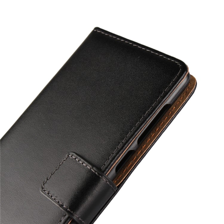 Genuine Leather Wallet Stand Cover for Nokia 8 - Black-8