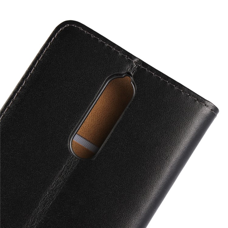 Genuine Leather Wallet Stand Cover for Nokia 8 - Black-9